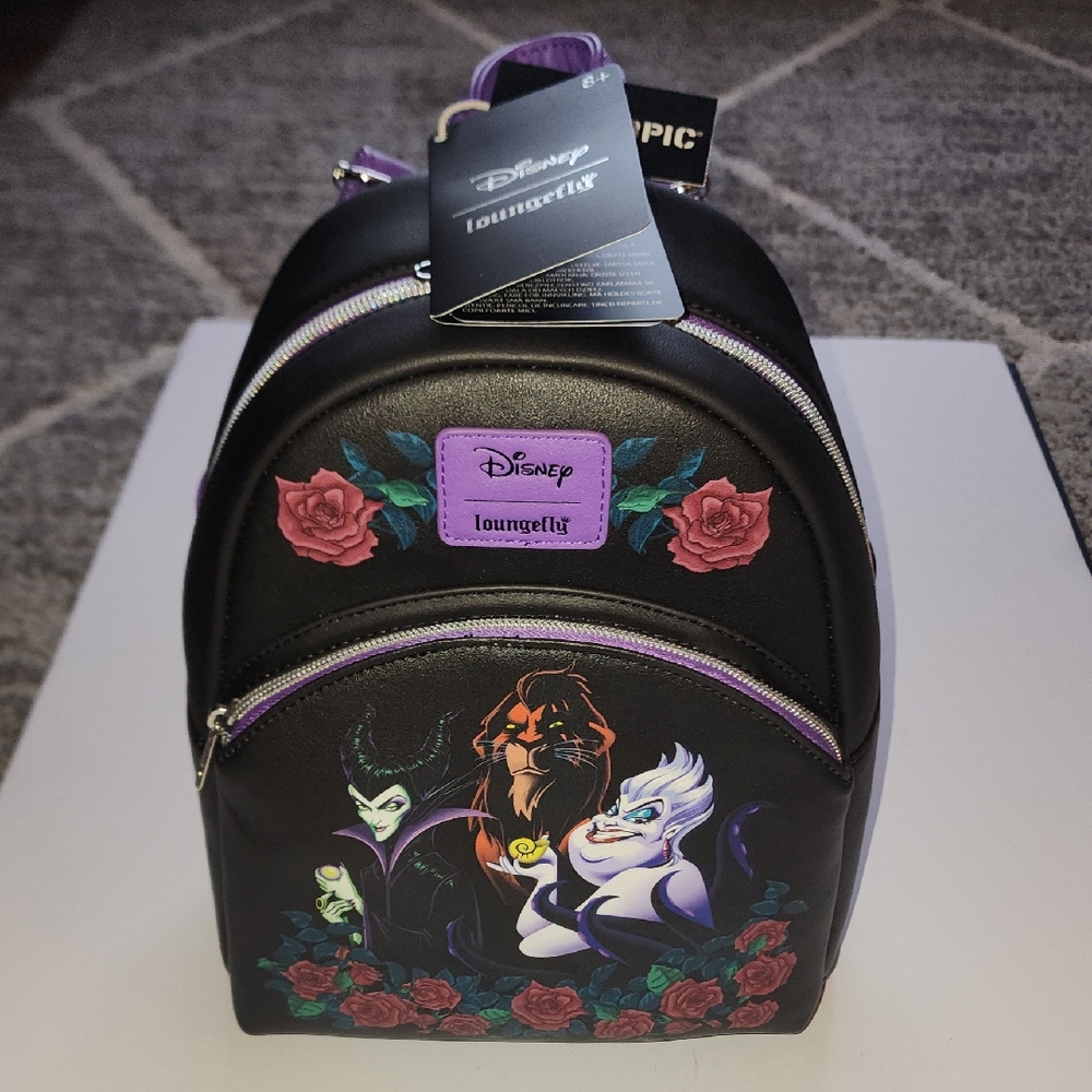 Loungefly Disney Villians Trio Roses Mini Backpack. NWT